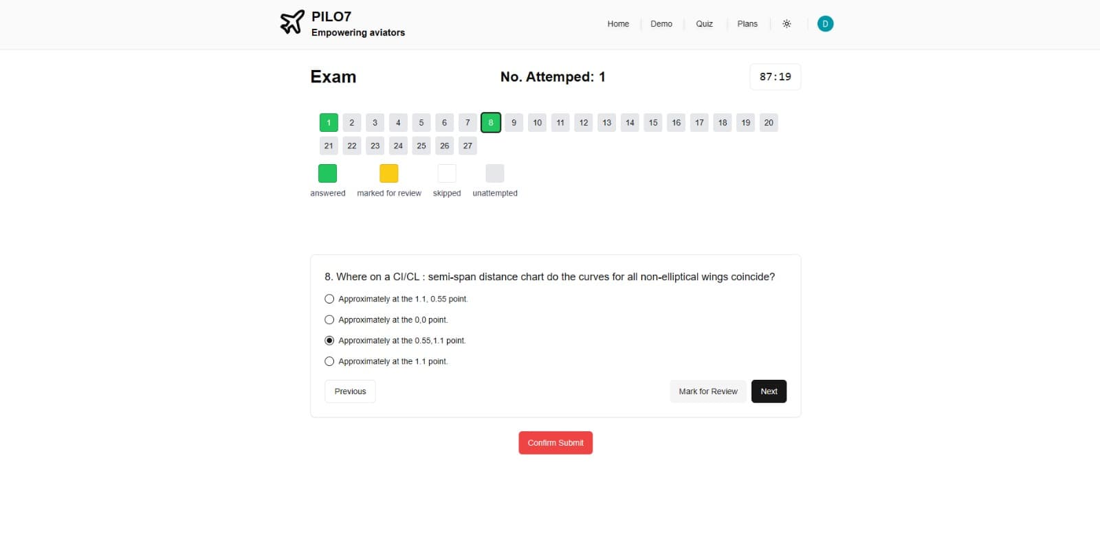 Mock test interface